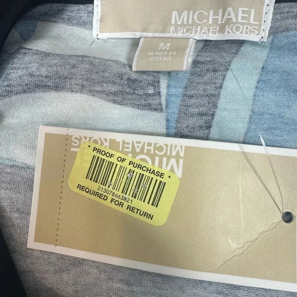 NWT Michael Kors black and blue window pane print long sleeve top size medium - Picture 10 of 10